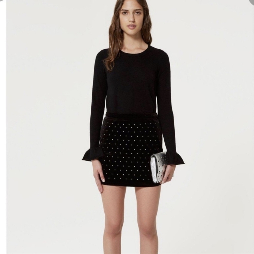 Black Velvet Sequin Mini Skirt